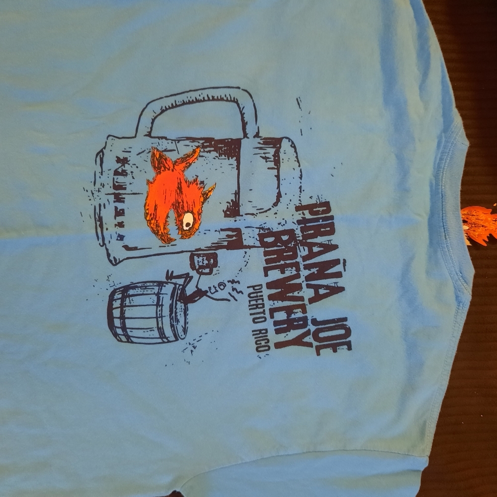 Sz Medium pirana Joe brewery puerto Rico men's shirt